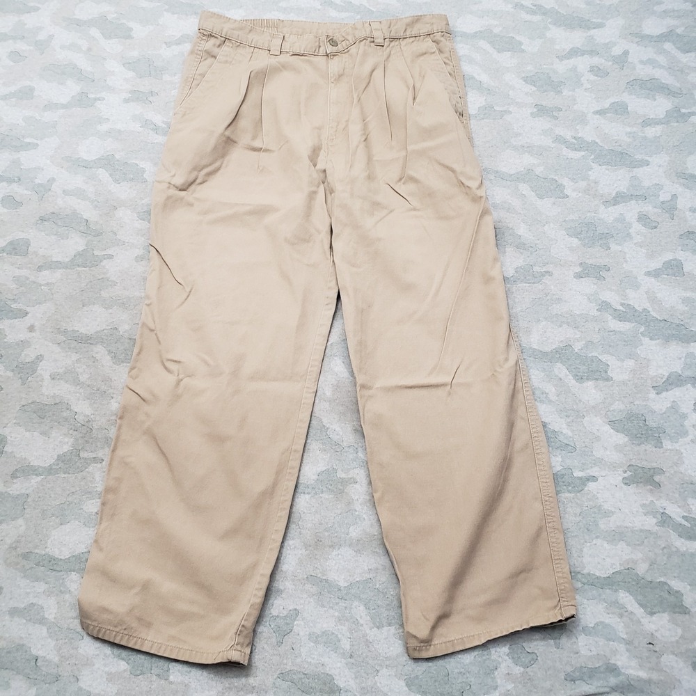 Vintage Levi's Dockers Pants 36x30 Tan Straight Leg Elastic Waist Pockets